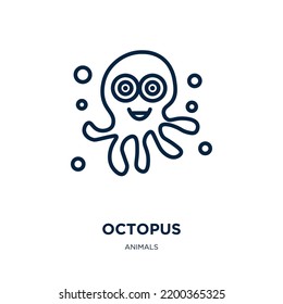 octopus icon from animals collection. Thin linear octopus, character, water outline icon isolated on white background. Line vector octopus sign, symbol for web and mobile