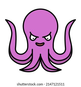 Octopus Icon Character Cartoon. Sea Animal Symbol Vector
