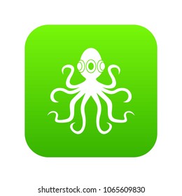 Octopus icon digital green for any design isolated on white vector illustration
