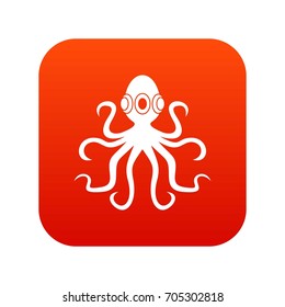 Octopus icon digital red for any design isolated on white vector illustration