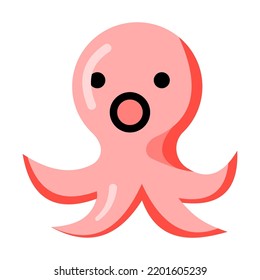 Octopus icon emoji isolated on white background. Vector art