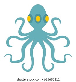 Octopus icon flat isolated on white background vector illustration