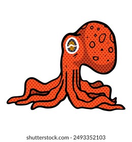 octopus icon hand drawn halftone color vector illustration