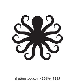 octopus icon. Isolated octopus on white background. Sea creature.