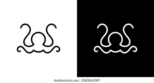 Octopus icon line outline abstract simple minimal logo isolated