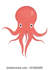 Octopus icon logo element. Flat style, isolated on white background. Vector illustration, clip art