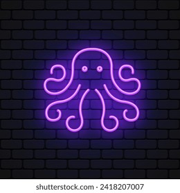 Octopus icon neon, great design for any purposes. Vector illustration