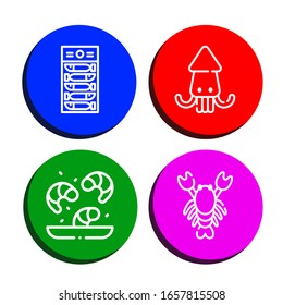 octopus icon set. Collection of Dried fish, Squid, Shrimp, Lobster icons