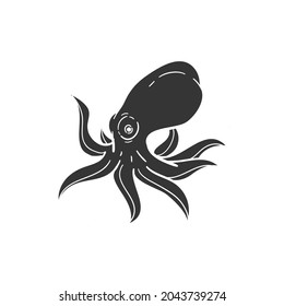 Octopus Icon Silhouette Illustration. Sea Animal Vector Graphic Pictogram Symbol Clip Art. Doodle Sketch Black Sign.