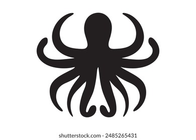Octopus Icon Silhouette Vector Illustration. Isolated On White Background.