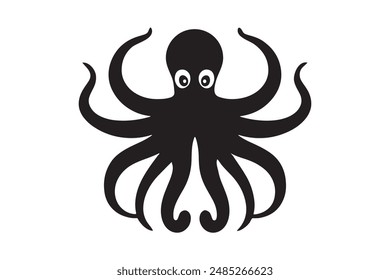 Octopus Icon Silhouette Vector Illustration. Isolated On White Background. 