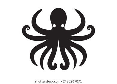 Octopus Icon Silhouette Vector Illustration. Isolated On White Background. 