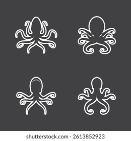 Octopus icon and symbol vector template illustration