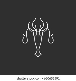 Octopus icon in thin outline style. Vector illustrations 