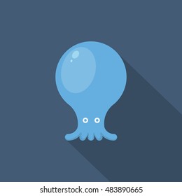 Octopus icon, Vector flat long shadow design. EPS10