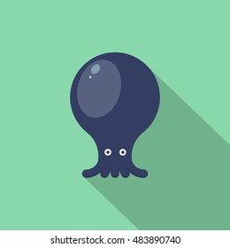 Octopus icon, Vector flat long shadow design. EPS10