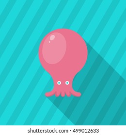 Octopus icon, Vector flat long shadow design. EPS10