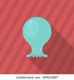 Octopus icon, Vector flat long shadow design. EPS10