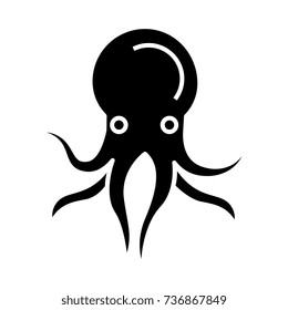 octopus icon, vector illustration, black sign on isolated background