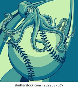 Octopus illustration. colored kraken with tentacles, vintage engraving vector sketch.
