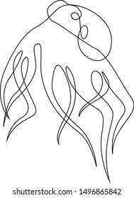 Octopus illustration drawn by one line. Minimalist style vector illustration