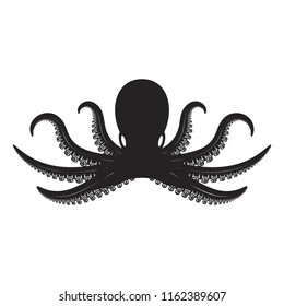 Octopus illustration isolated on white background. Design element for logo, label, emblem, sign. Vector image