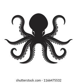 Octopus illustration isolated on white background. Design element for logo, label, emblem, sign. Vector image