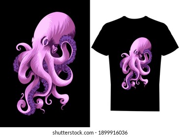 octopus illustration for tshirt design