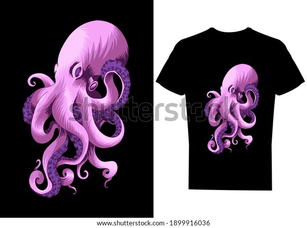 Octopus Illustration Tshirt Design Stock Vector (Royalty Free ...