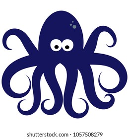 Octopus Illustration Vector Art, Cute Blue Octopus Clip Art