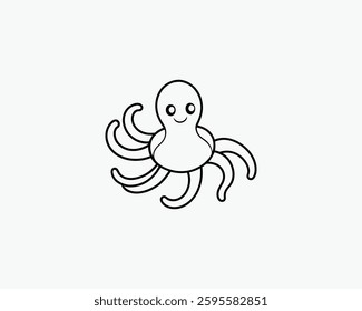 Octopus Illustration Vector Outline Art Design