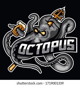 octopus injured vector logo design