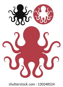 Octopus. Isolated icons on white background. Sea creature sign