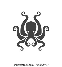 Octopus Isolated on white background vector icon in retro style. Can be used for logo or badge.