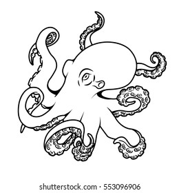 Octopus isolated on white background. Vector illustration