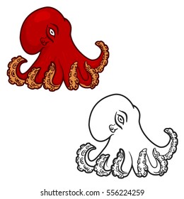 Octopus isolated on white background. Vector illustration.