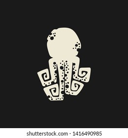 Octopus. Isolated vector pattern. Black background. 