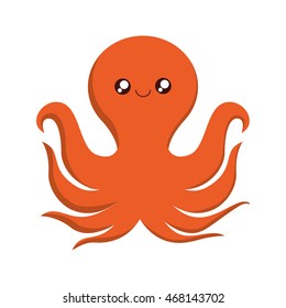 octopus kawaii cute animal little icon. Isolated and flat illustration