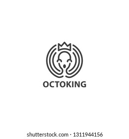 Octopus king, Kraken vector logo icon template