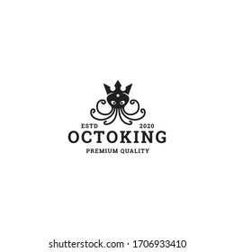 Octopus king logo design template