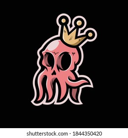 Octopus king mascot illustration vector