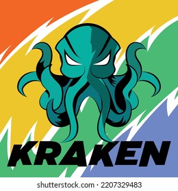 Octopus kraken esport logo illustration vector design clothes