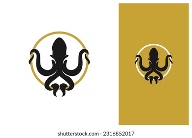 octopus or kraken hanging on a golden circle