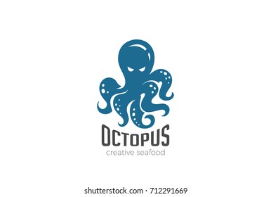 Octopus Kraken Logo abstract design vector template.
Seafood Restaurant Shop Store Logotype concept icon.