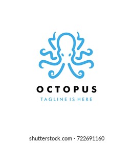 Octopus Kraken Logo Icon Template With Symmetrical Eight Tentacle