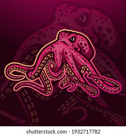 Octopus kraken mascot. esport logo design