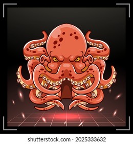 Octopus kraken mascot. esport logo design