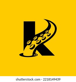 Octopus Kraken Tentacle Logo Initial K Vector Graphic Design