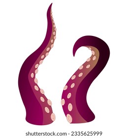 octopus or Kraken tentacles with suckers realistic isolated on a white background vector illustration