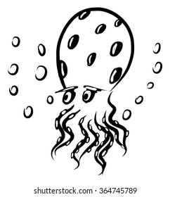 Octopus lets bubbles. Octopus silhouette